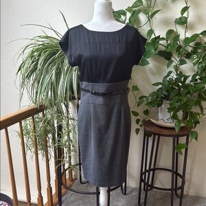 White House Black Market Black and Gray Dress